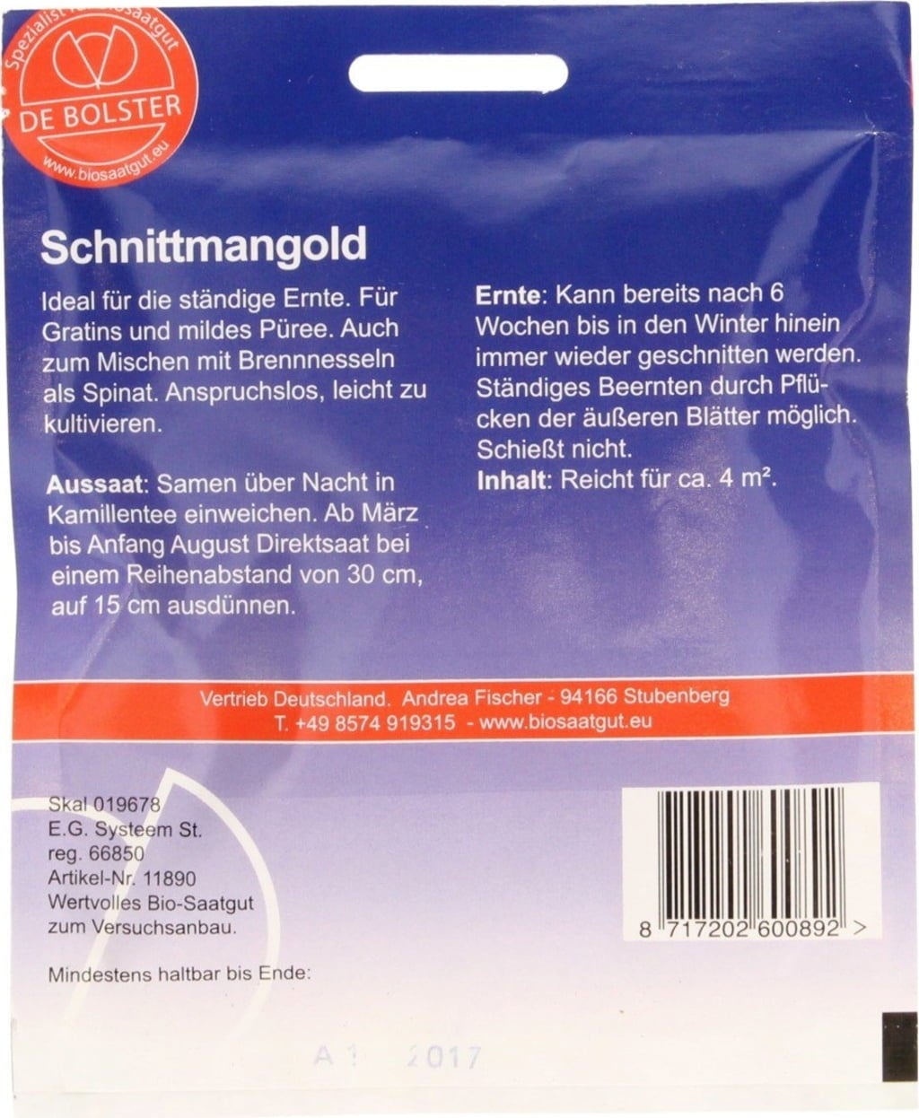 De Bolster Schnittmangold - 8 g