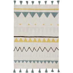 Baumwoll-Teppich Azteca Natural Vintage Blue