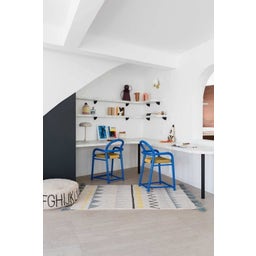 Baumwoll-Teppich Azteca Natural Vintage Blue